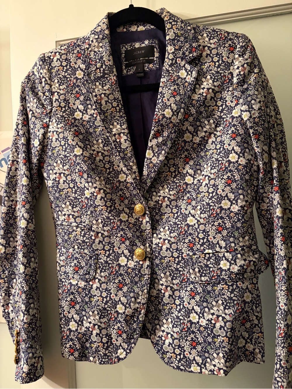 J.Crew Schoolboy Blazer Liberty Arts Meadows in Navy with Floral